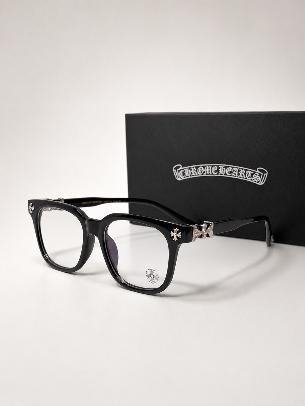 Chrome Hearts 2273 Black Full-Rim Eyeglasses 53-18-138 Silver Cross